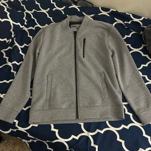 Men Aero MVMNT Tech Fleece Bomber Jacket Full Zip Up Heather Grey Medium